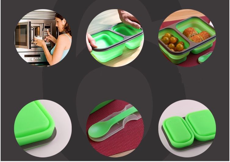 silicone container rooms locked spoon fork oven folding portable fruit safe case box story