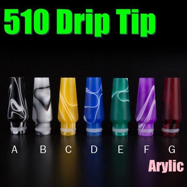 2015 vapor drip tip 510 arylic multi color mouth piece 8mm diameter vapor color