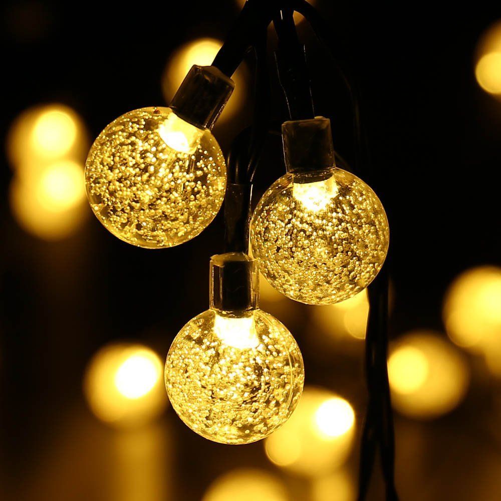Solar Outdoor String Lights 20ft 30 Led Warm White Crystal Ball Solar Outdoor String Lights 20ft 30 Led Warm White Crystal Ball Powered Globe Fairy For Garden Fence Path Landscape Decoration Patio
