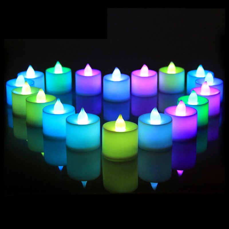 LED Candle Red Green Blue Yellow White Pink Colorful Total 7 Different