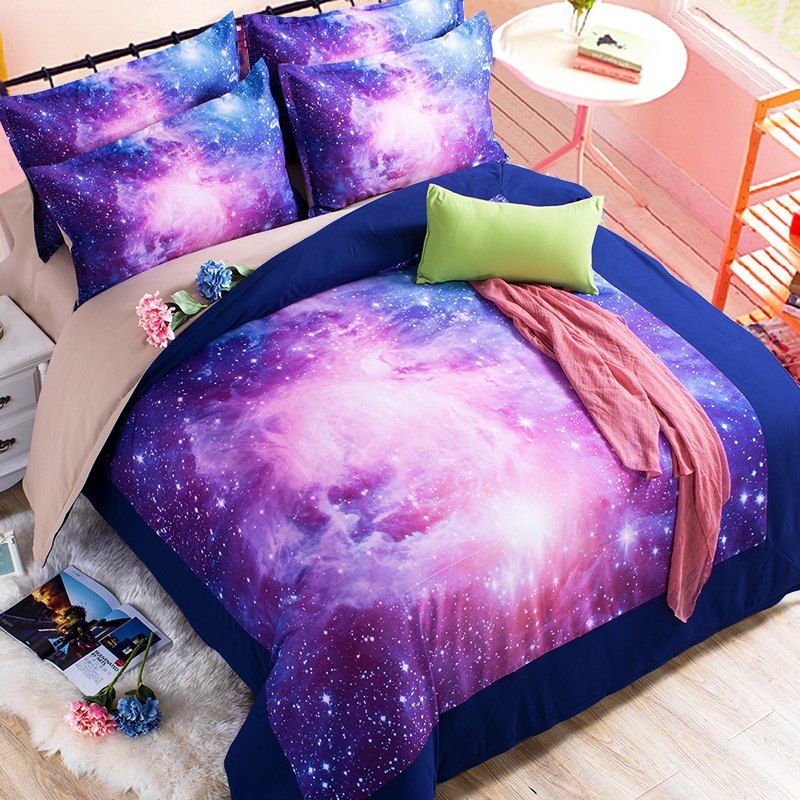 Colour Stars Hipster Galaxy 3D Bedding Sets Universe Outer Space Duvet