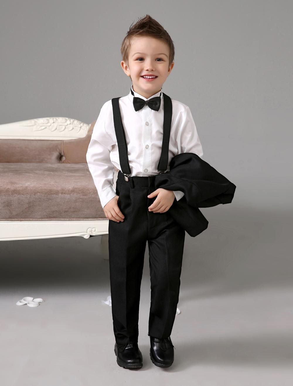 Four Pieces Luxurious Black Ring Bearer Suits Cool Boys Tuxedo inside Formal Wear For Boys for Dream