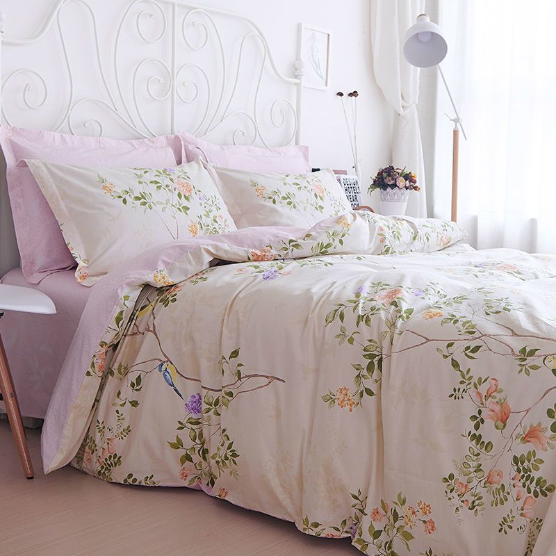 cotton bedding set home textiles floral print twin duvet cover quee
