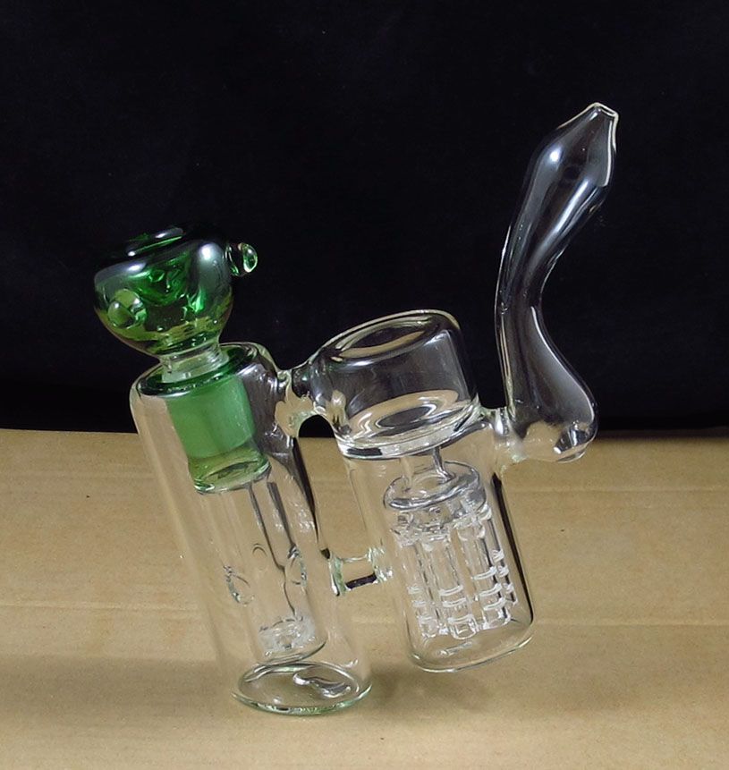 2020 Double Chamber Glass Water Bong Smoking Pipe Bubbler With Arm Tree
