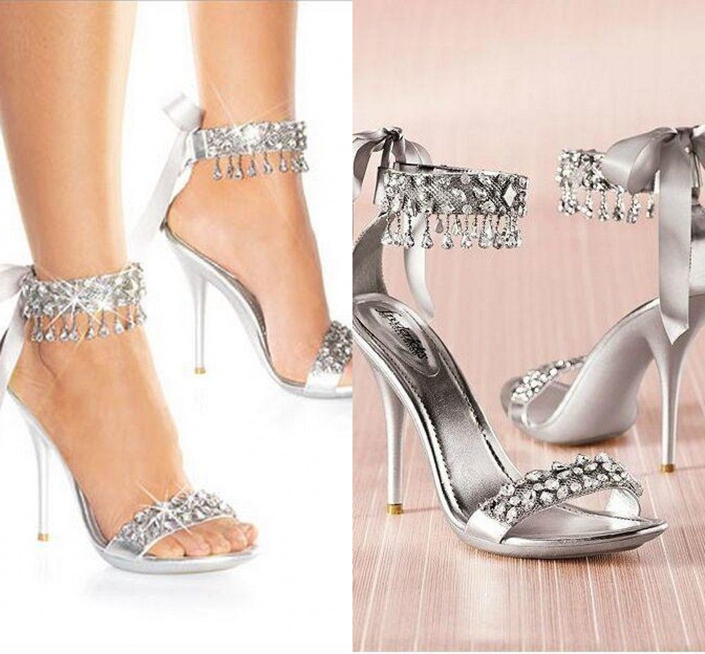 New Fashion High Heels Silver Rhinestone Shoes Wedding Shoes Sandal ...