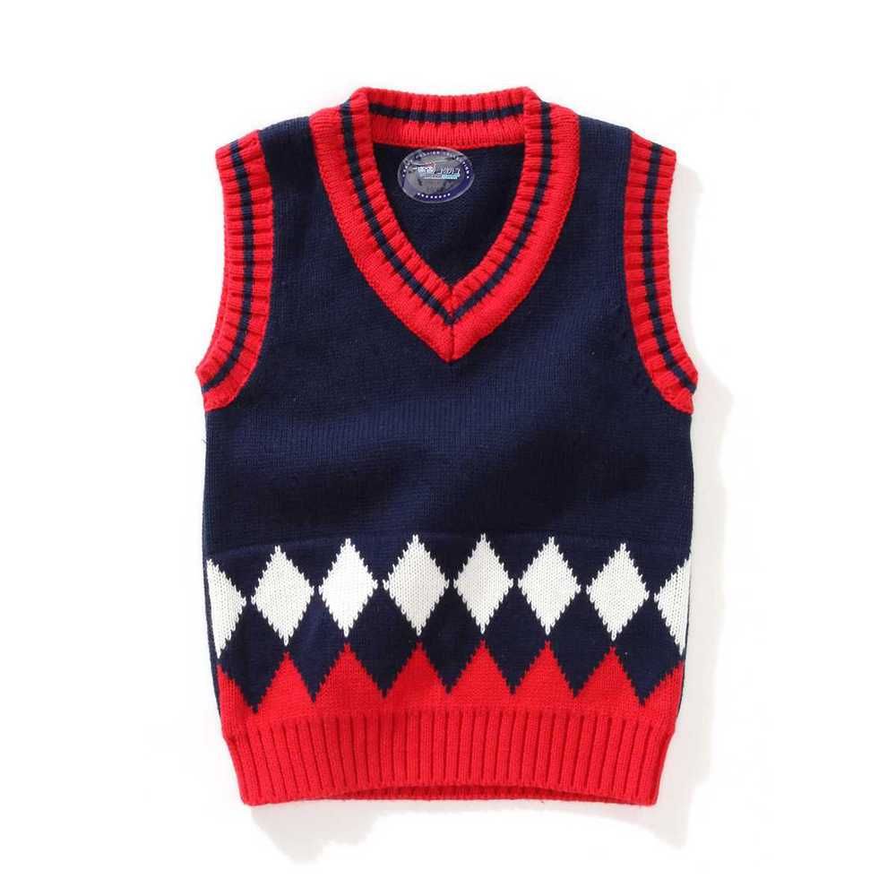 15Y Baby Boy Vneck Sweater Vest Children Sweatercoat Kids Knit Jacket Brand Waistcoat Outwear
