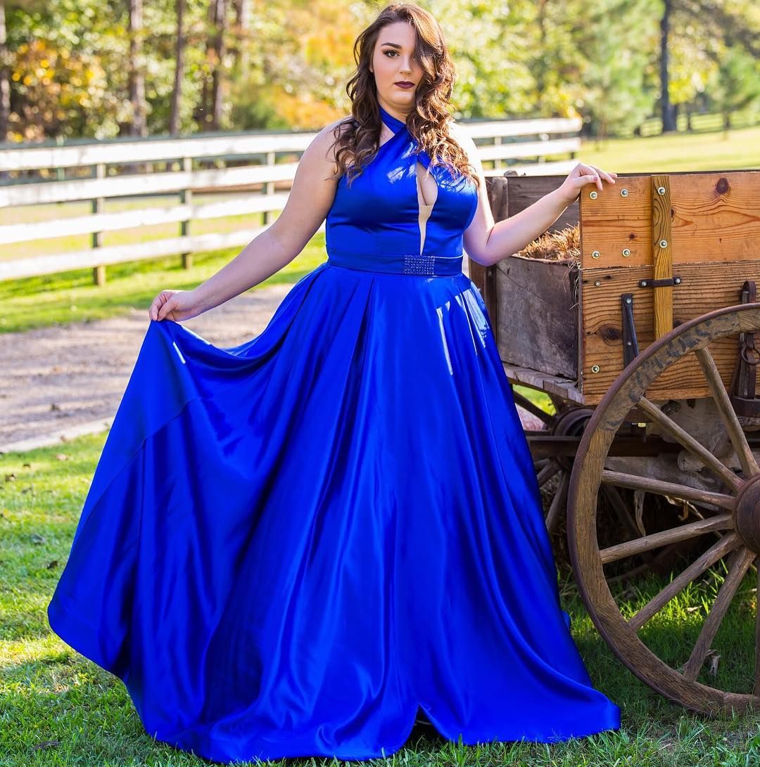 plus size blue formal dresses