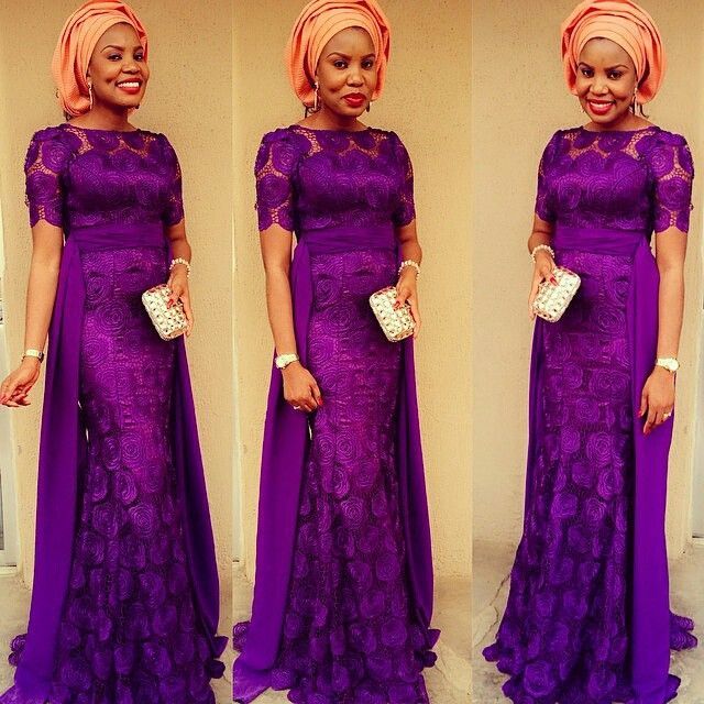 Purple Lace Mermaid Nigeria  Style Araric Formal  Evening 