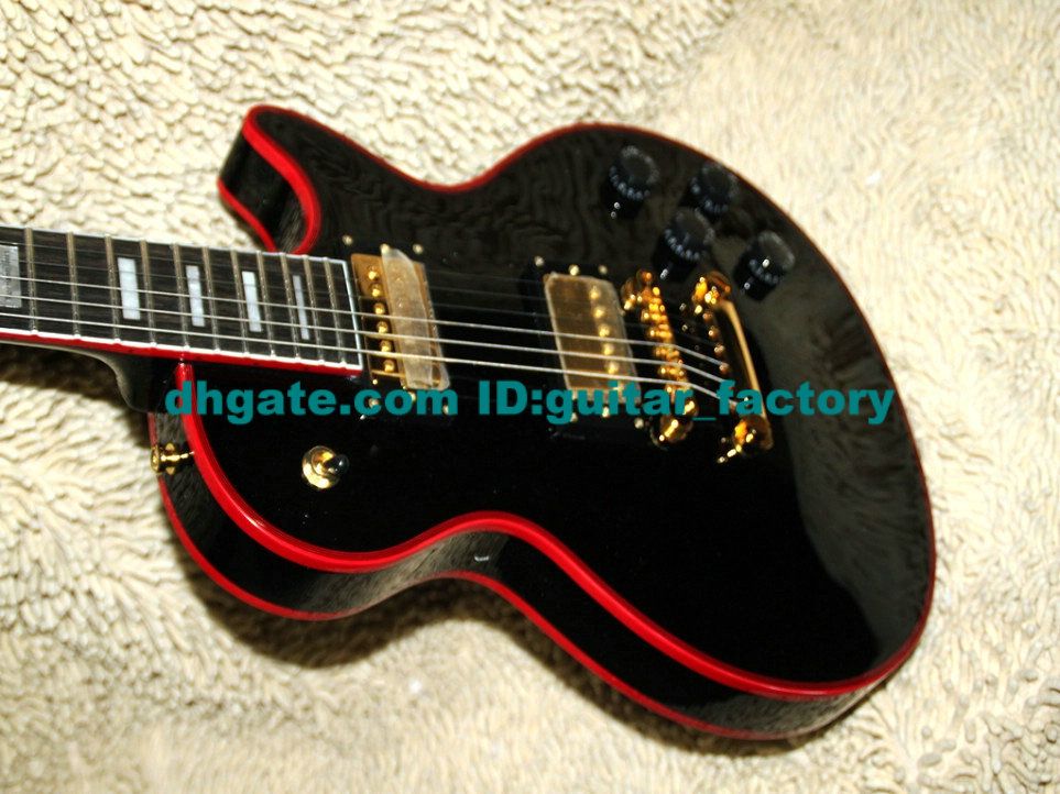 Custom Red Binding Electric Guitar Black Custom Shop Ebony Fingerboard