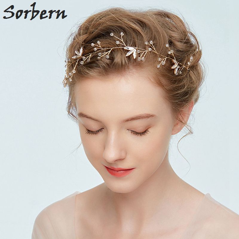 GOLD Bridal Crystal Headband Headpiece Twisted Wire Vine Boho Style Wedding 