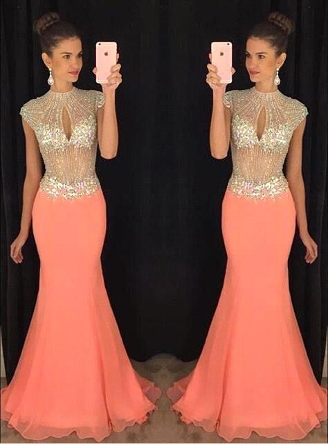 coral fishtail dress