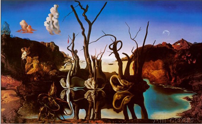 salvador dali painting for sale abstract art oil canvas swans salvador dali painting