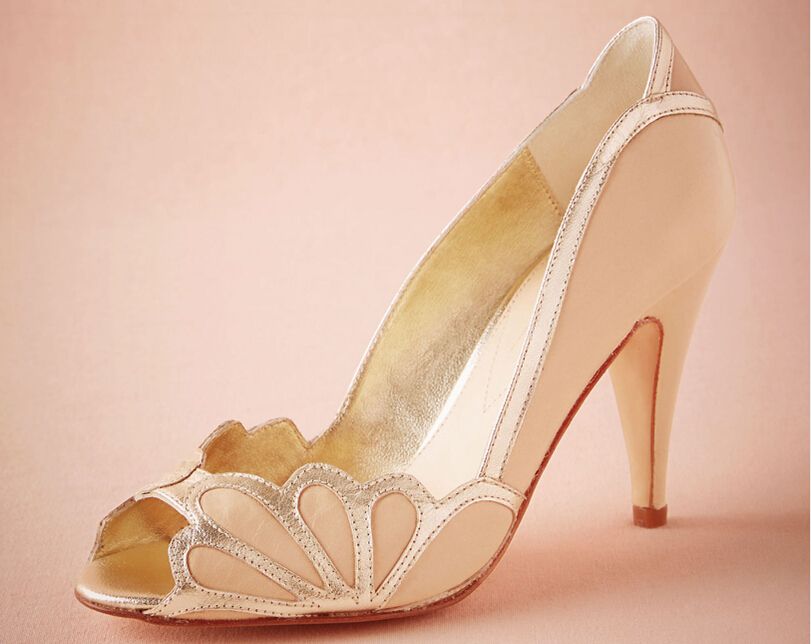 Blush Femmes Chaussures De Mariage 2016 Vintage De Mariée Isabella Talon festonné PU Peep Toe Custom Made Mode Sandales Pompes Sexy Élégant Chaussures