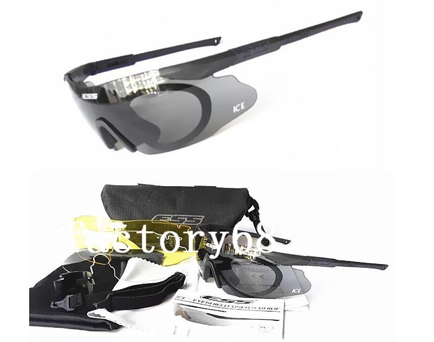ESS ICE Military Goggles,Polarized 3 Lens RX Inserts Army Sunglasses,Telescoping Temples