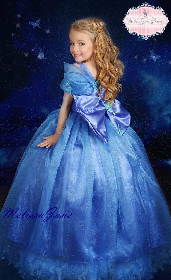 Hote Sale Cinderella Children Flower Girl Blue Wedding Dresses Off The
