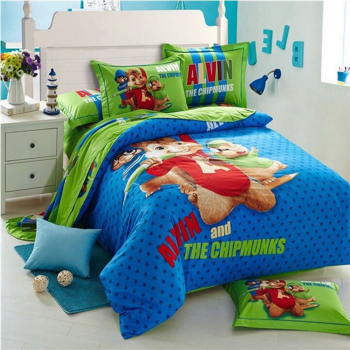 Alvin And The Chipmunks Star Bedding Bed Linen Set 100 Cotton Twin Alvin And The Chipmunks Star Bedding Bed Linen Set 100 Cotton Twin Full Queen King Comforter Sets 4 With Duvet Cover Sheet White From