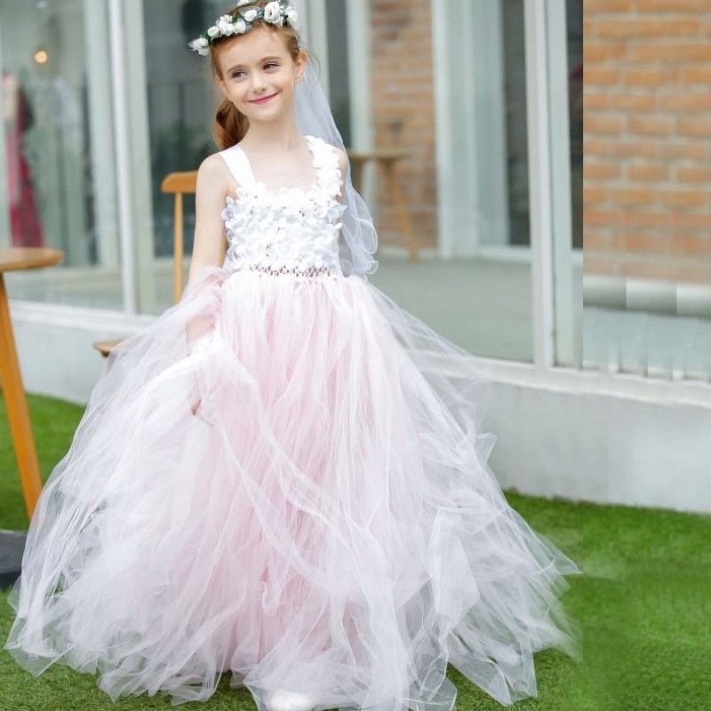 petal pink flower girl dress