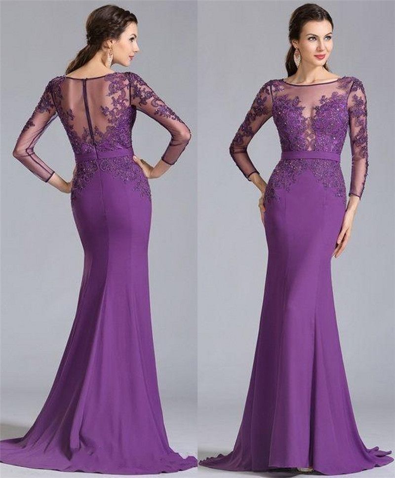 purple long dresses for weddings