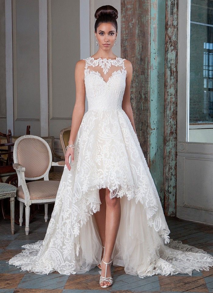 Discount 32 New Unique Lace Wedding Dress Short Front Long Back ...