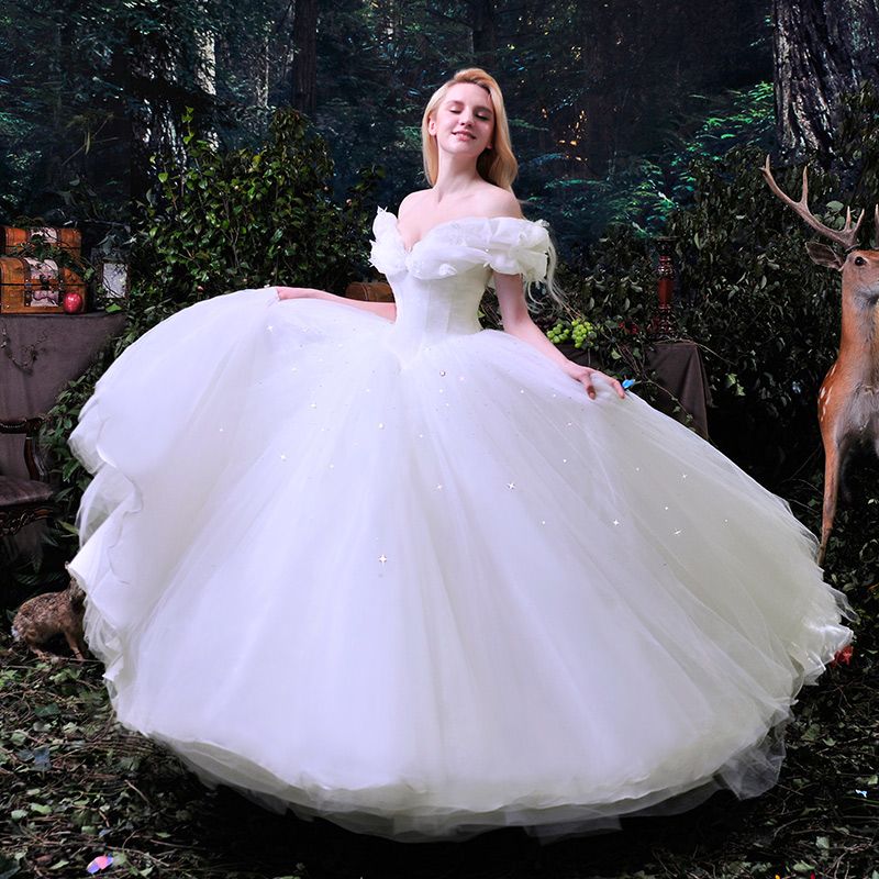 2016 New Movie Deluxe Blue Cinderella Wedding Dress