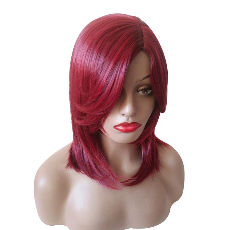 Woodfestival Heat Resistant Fiber Medium Length Synthetic Hair Wig