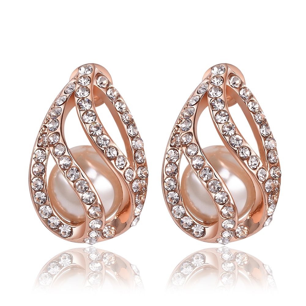 Fashion Earring!18k Rose Gold Plated Diamond Earrings for Girl Latest ...