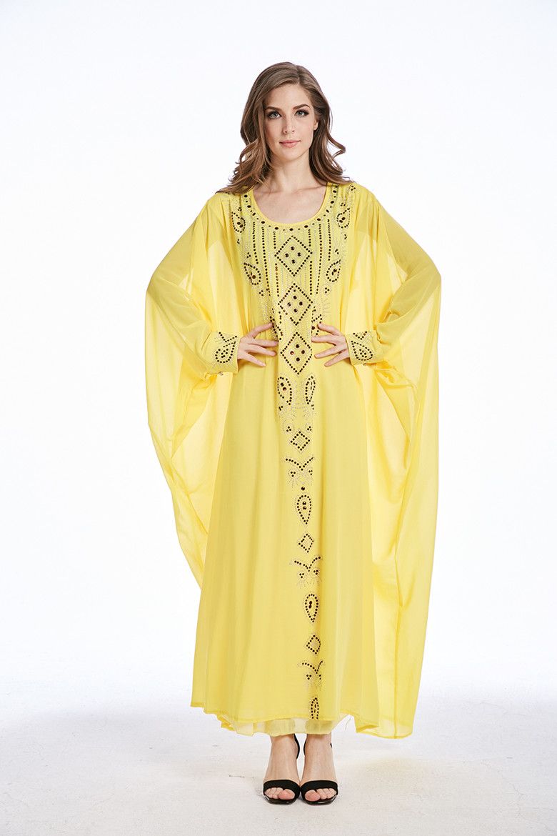 yellow batwing dress