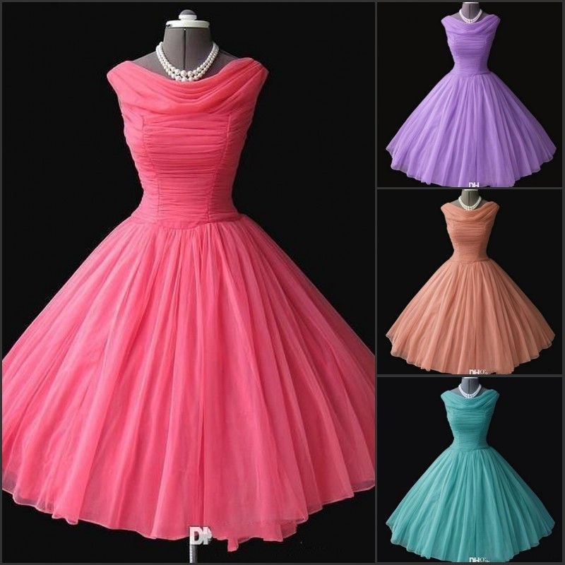 Vintage 1950s Bridesmaid Dresses Cheap Real Image Short Prom Party Gowns Tea Length Plus Size 