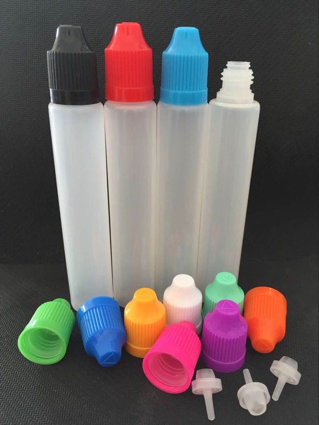 15ml 30 ml Bouteille Eliquide Bouteille de stylo de style vide PE en plastique avec bouteilles colorées E Bouteilles de jus de jus électronique