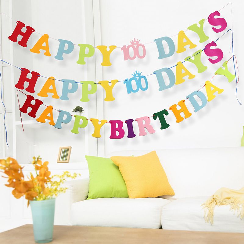 happy birthday color letters scroll birthday party non woven hanging