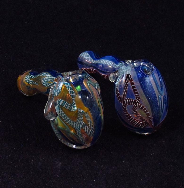 New Hand Blown Thick Glass Hammer Pipes Spoon Mixed Color Pipe Length
