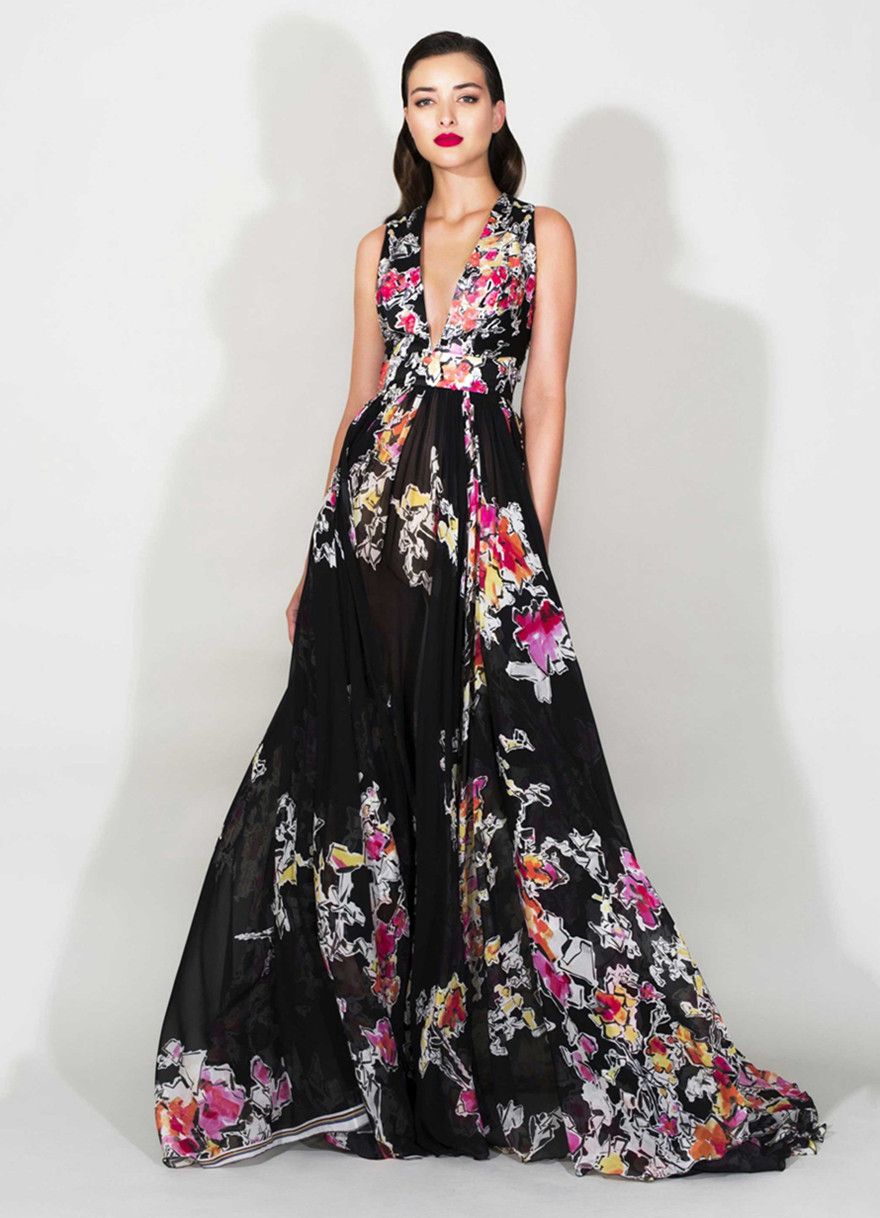 printed long dresses formal