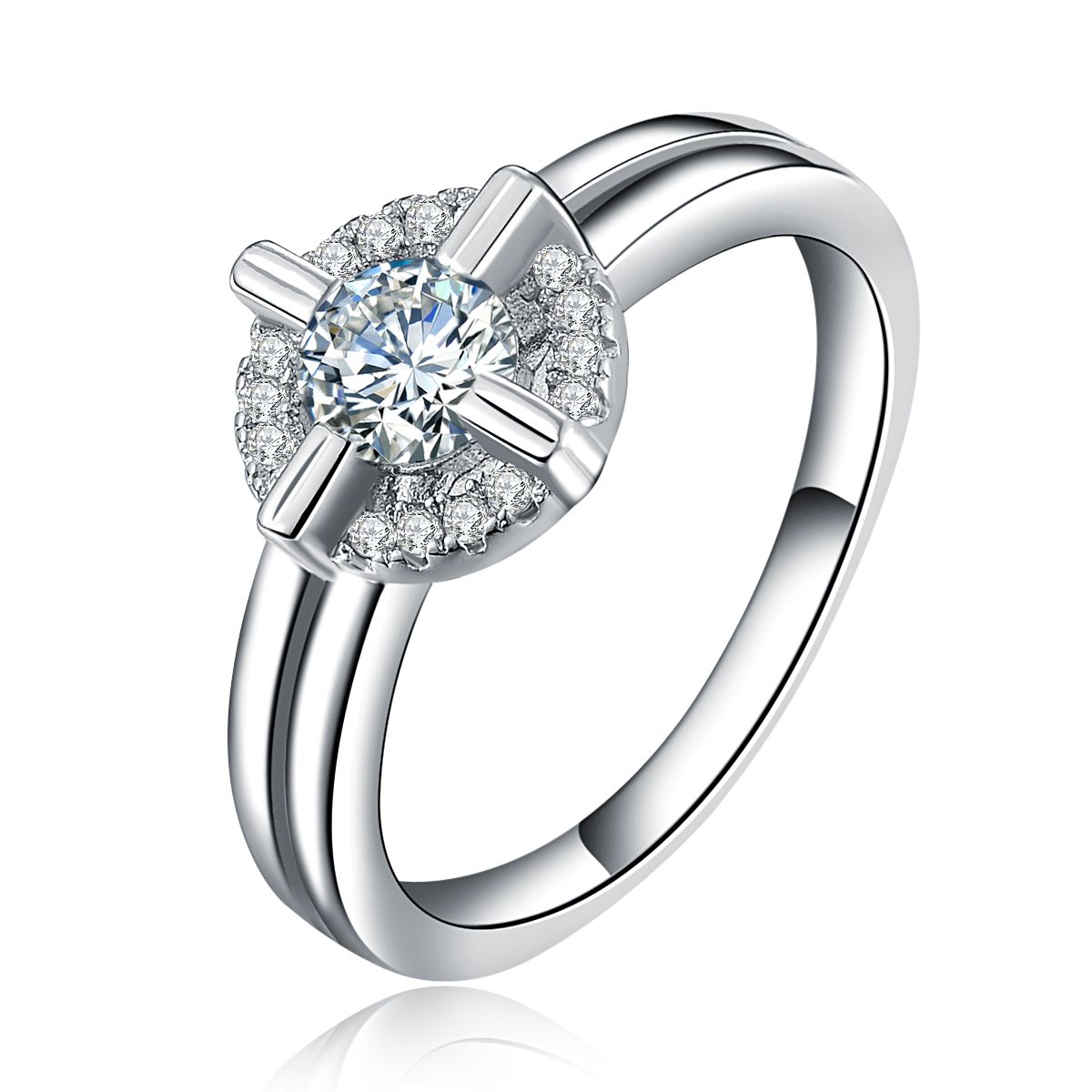 2019 White Gold Plated Cross Wedding Ring Engagement Jewelry For Women