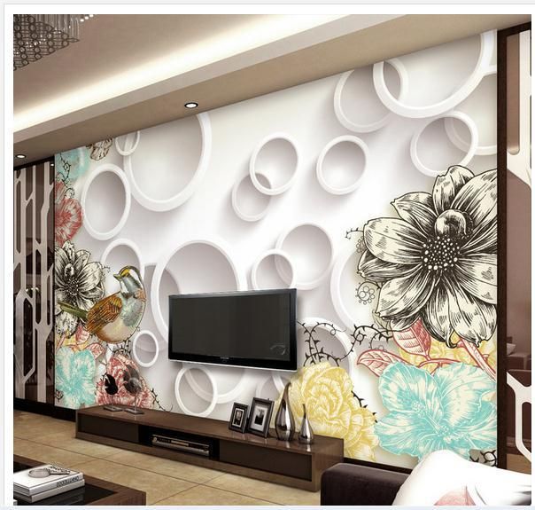 customize wallpaper papel de parede european retro line drawing bird