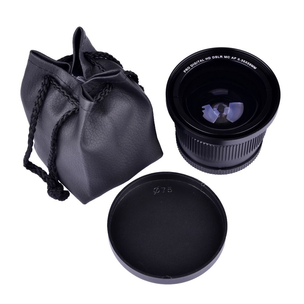 2020 Super HD 0.35x 58mm Fisheye Macro Wide Angle Lens For 58MM Canon