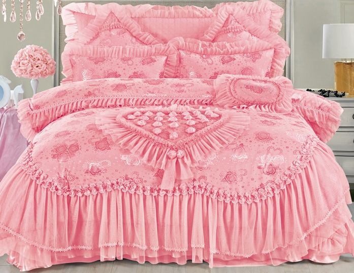 Luxurious Bedding Sets,100 Silk Satin Embroidery,Silk/Cotton Wedding Bedding Romantic Princess