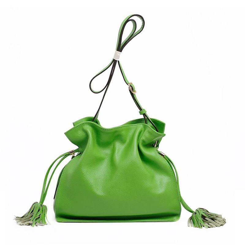 Wholesale-2015 New Genuine Leather Women Tassel Shoulder Bags String ...