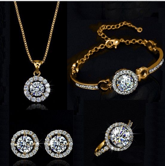 Zircon Weddings Costume Jewelry Sets Bracelet,earring ,ring ,necklace