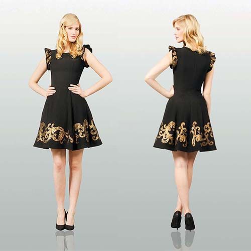 black and gold cocktail attire