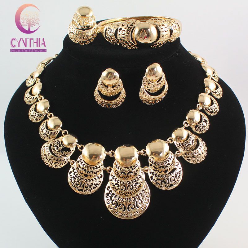 2019 fashion alloy four piece new bride jewelry set