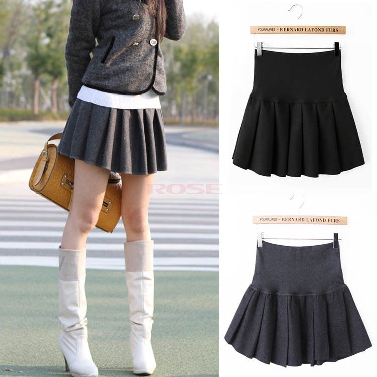 New Women Mini Skirt Teenager Girls School Uniform Pleated Woolen ...