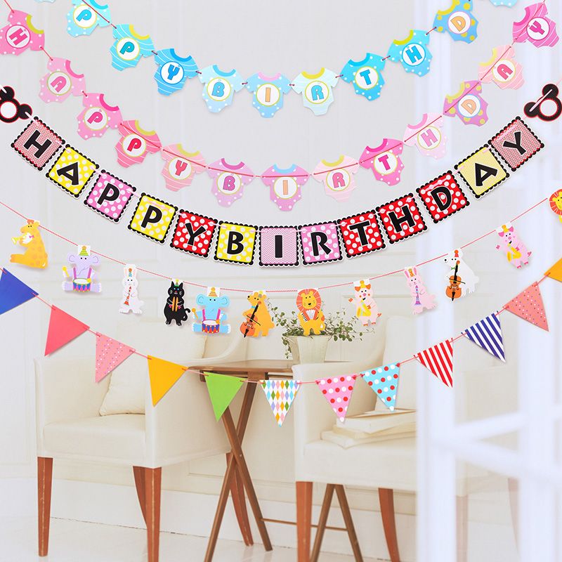 2019 cartoon animals birthday flags scroll birthday party decoration birthday flags banners