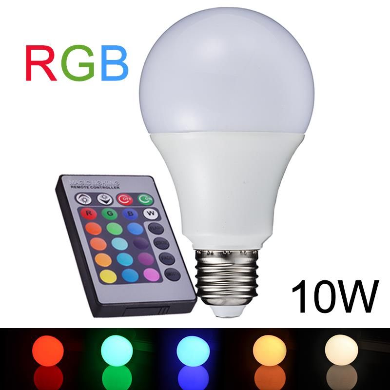 New E27 10w Rgb Led Lamp 110v 220v Change Bulb Light Lampe New E27 10w Rgb Led Lamp 110v 220v Change Bulb Light Lampe Remote Control Lampara Illas A65 16 Color