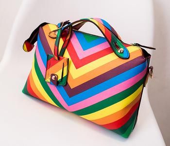 2015 new spring women bags color block rainbow designer handbags