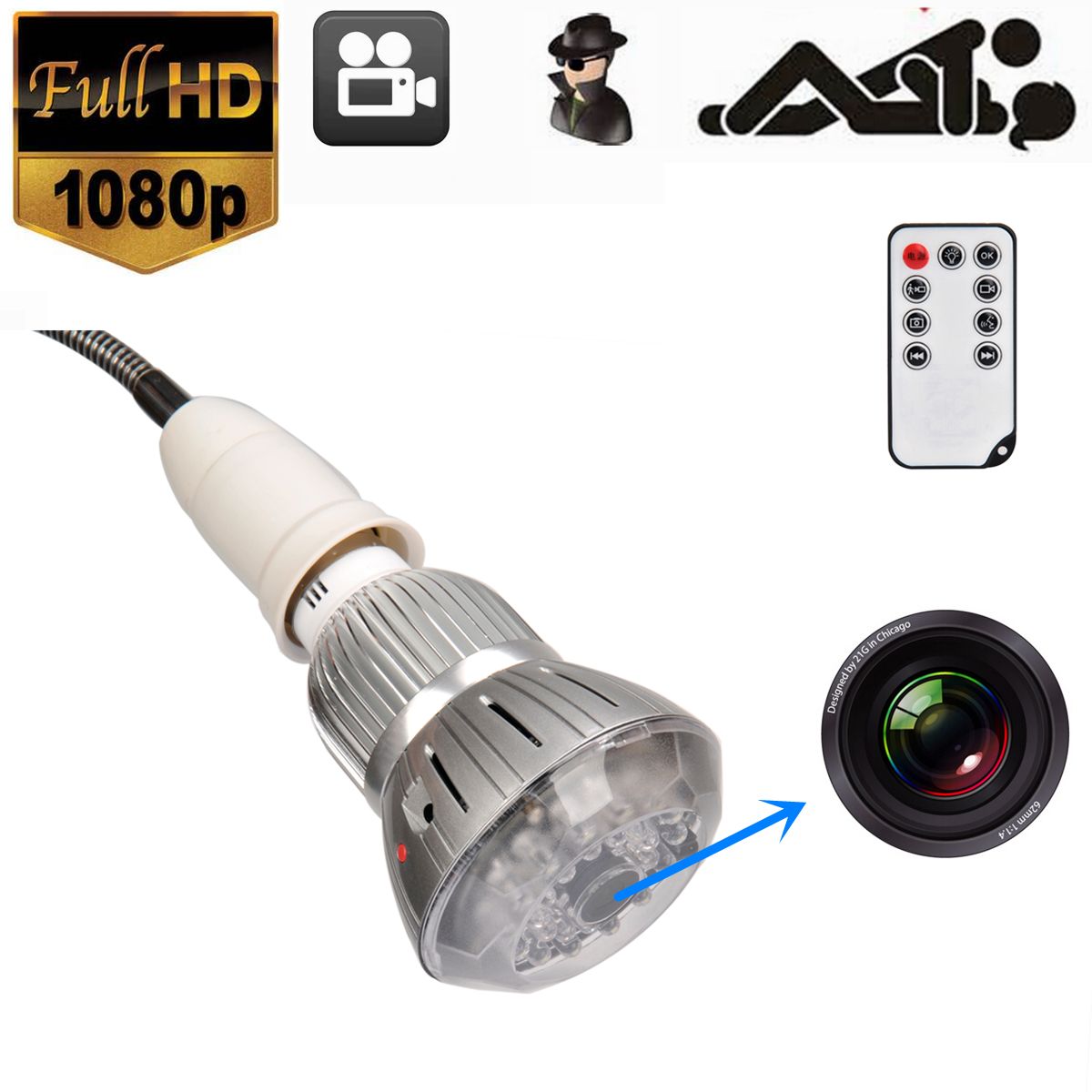 2020 WOW SPY HIDDEN LED Light Bulb Camera Mini DV Night Vision Voice