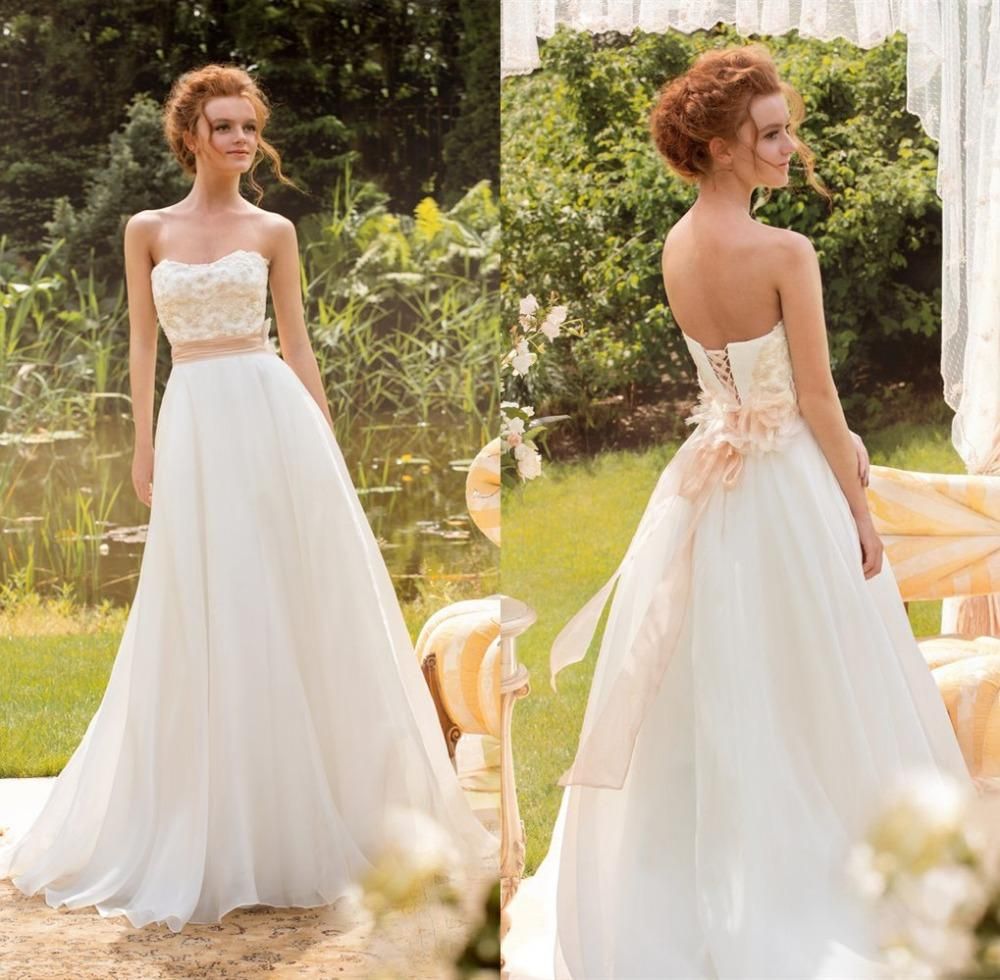 Discount Summer Beach Wedding Dresses A Line 2015 Fashion Strapless