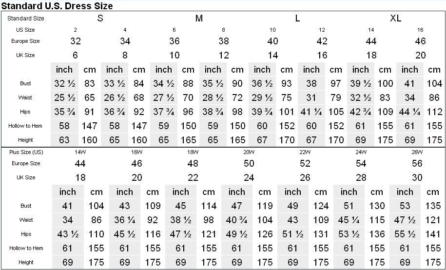 David S Bridal Measurements Chart