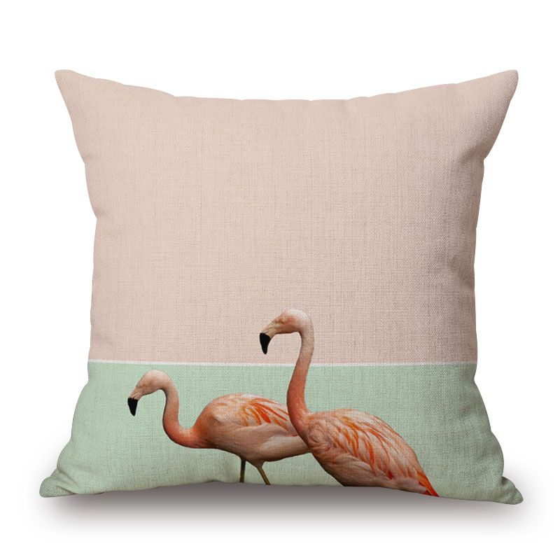 Flamingo Decoration Cushion Cover Bright Pink Tropical Print Chaise