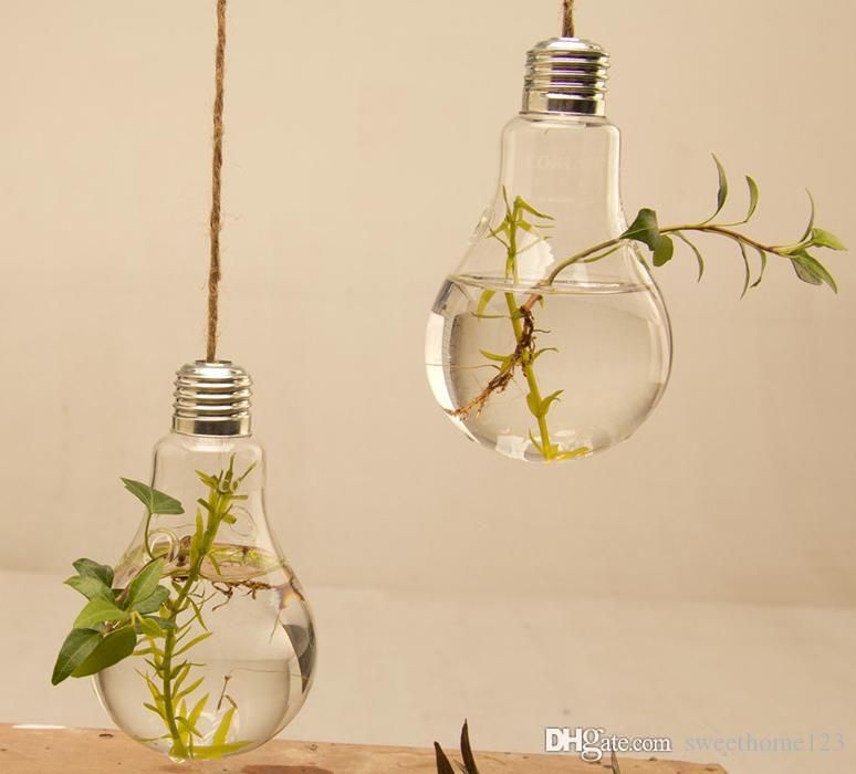 8*14cm Transparent Glass Hanging Bulb Vase For Wedding /Flower Plants ...