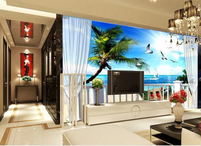 Living Room 3d Wallpaper customize wallpaper 3d living room tv backdrop scenery balcony sea Living Room 3d Wallpaper customize wallpaper 3d living room tv backdrop scenery balcony sea